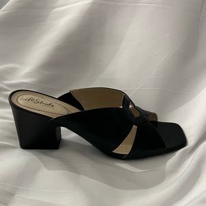 NWOB Life Stride Soft Styles Size 13 Slip On Heels Thrill Black Flex Heel 3.5”